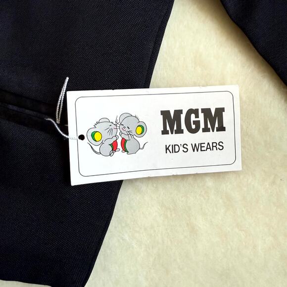 Vintage 90s MGM Kid's Fashion 4-Piece Tuxedo Suit Set Boys 12M Black White Bow - Picture 4 of 8